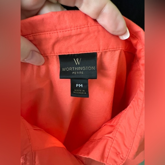 Y2K Blouse Button Down Top Size M Coral Orange - Picture 5 of 5